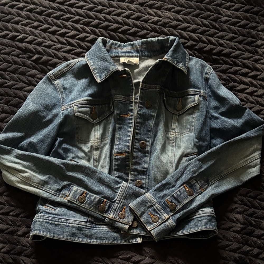 LOFT Dark Blue Denim Jean Jacket - Picture 2 of 4